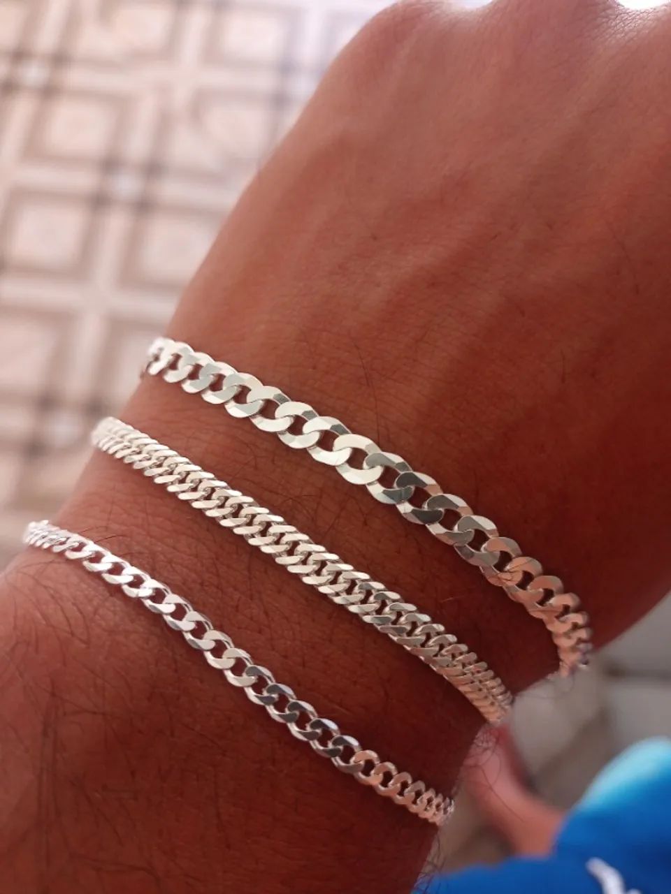 Prata 925 Pulseira 5mm Garantia eterna - Foto 2