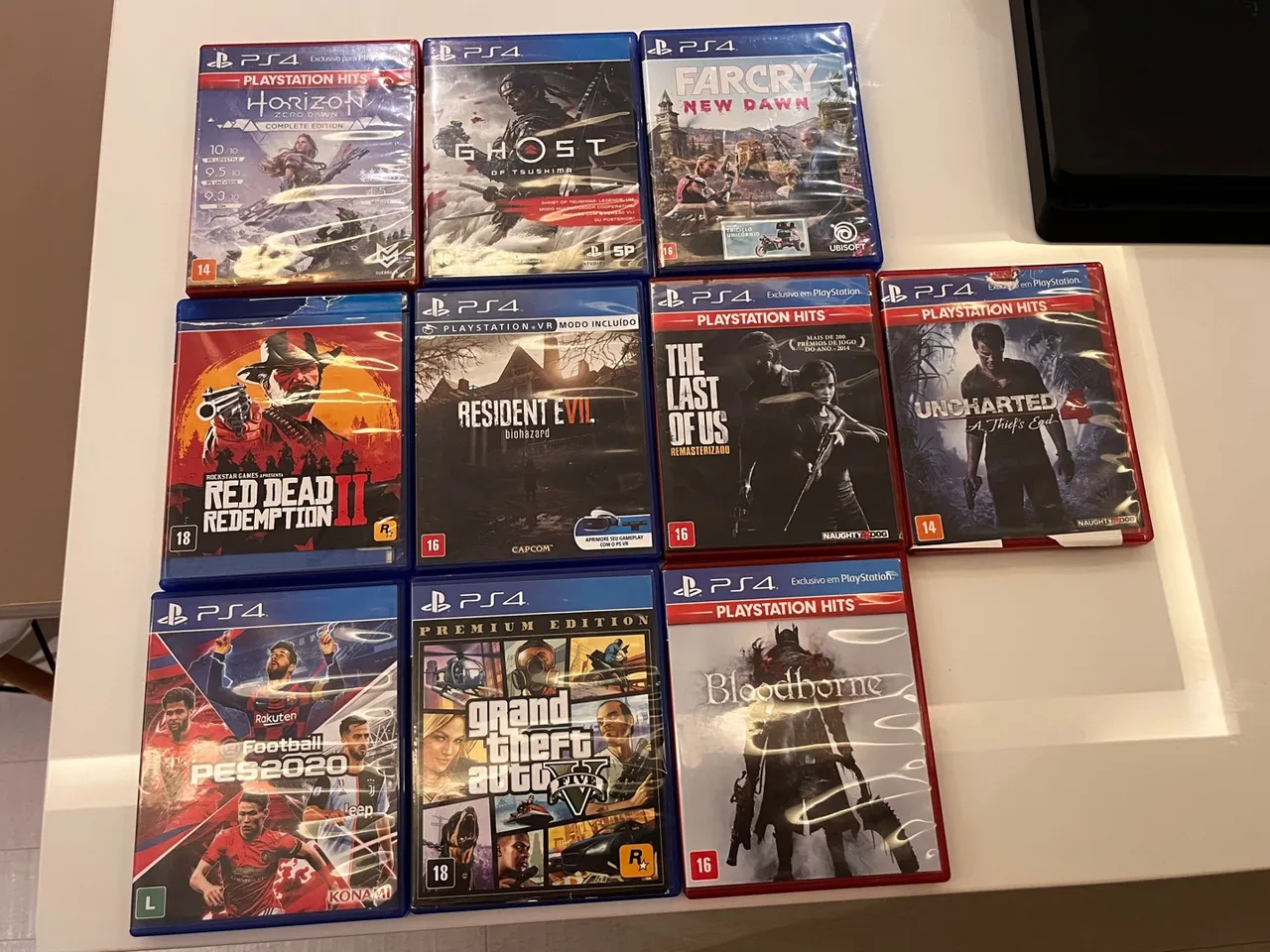 PlayStation 4 Slim 1TB + 1 Controle + Estação de Carregamento HyperX + 10 Jogos Físicos