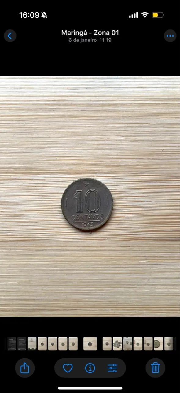 Moeda 10 Centavos 1943 - Níquel Rosa 