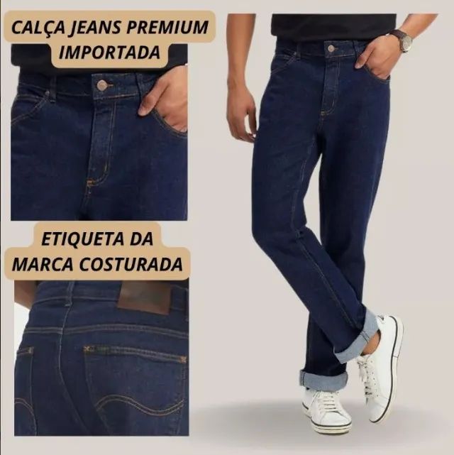 Calça Masculina Lee Jeans Azul Médio Chicago Strech Reta Fit Denin Shine - Foto 3