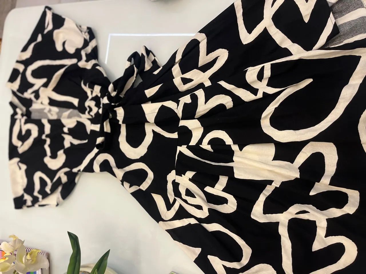 Vestido Midi Estampado Preto e Branco FARM P  - Foto 3