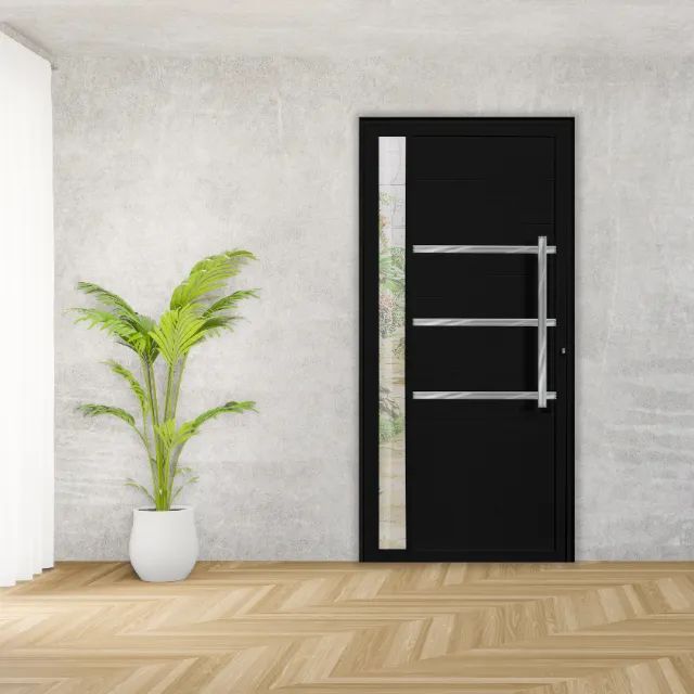 Porta Lambril Alumínio Preto Com Puxador - Foto 2