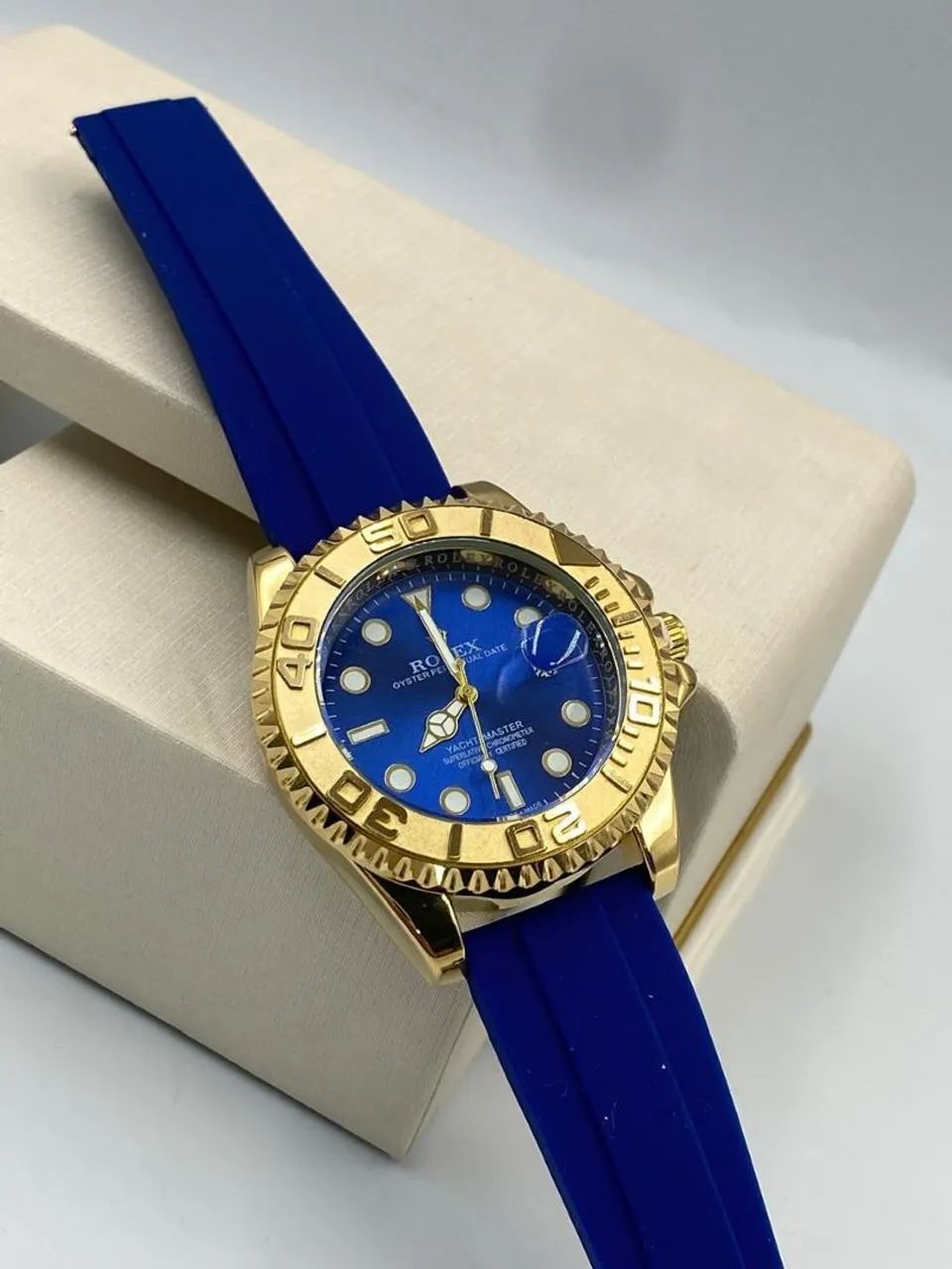 Rolex Yacht-Master, semi automático, a prova dágua, com Pulseira de Borracha