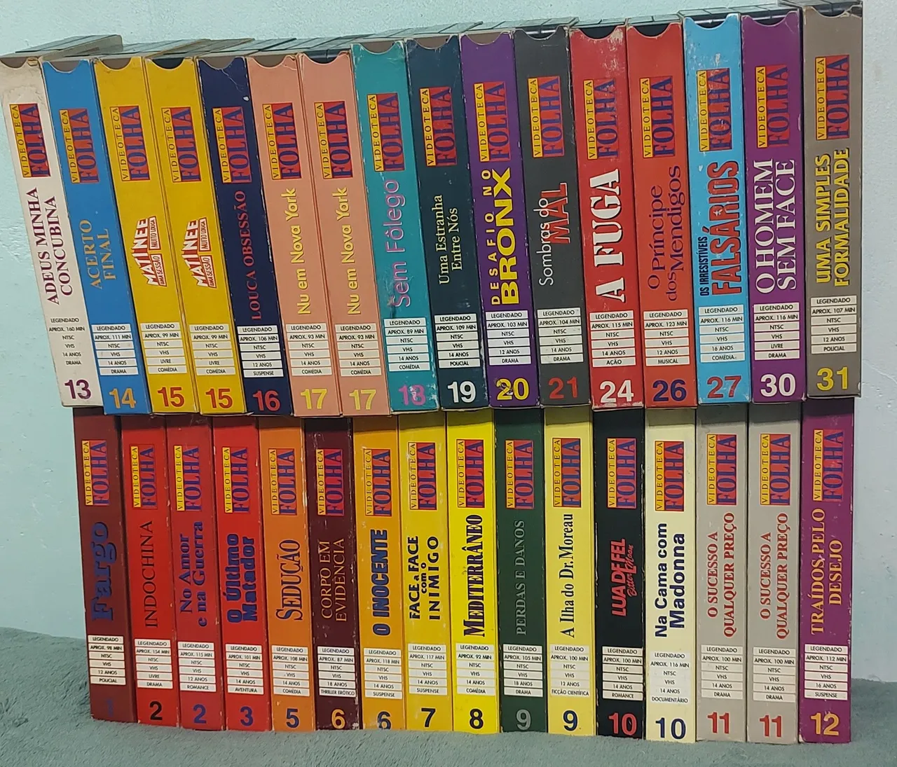 Coleção de Filmes Folha , lote de 32 vhs para artesanato.
