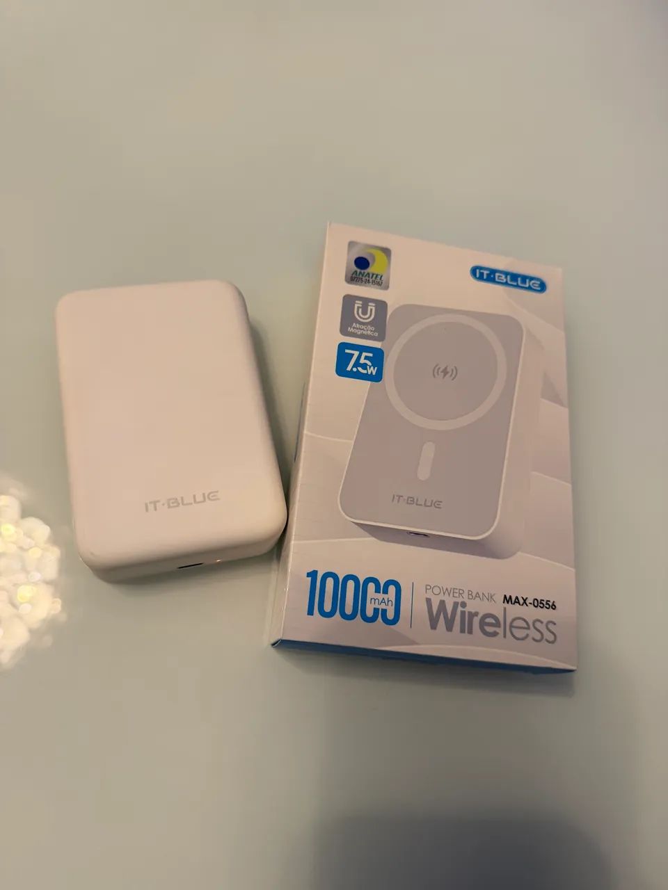PowerBank Bateria externa por indução 10.000mAh branca