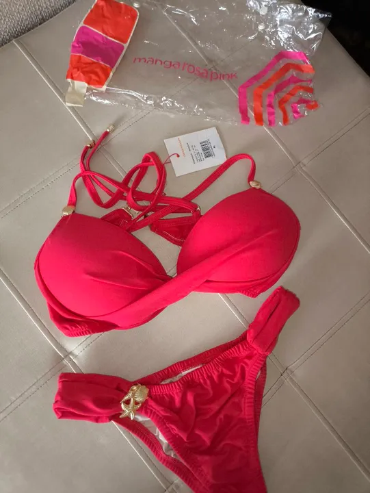 Biquíni Vermelho Manga Rosa