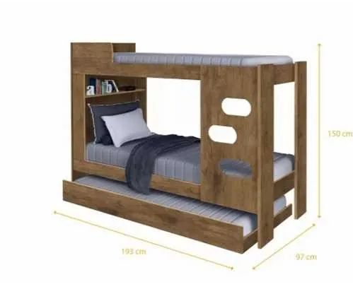 Beliche com Cama Auxiliar 100% MDF Escada e Proteção Lateral novo entregamos - Foto 2