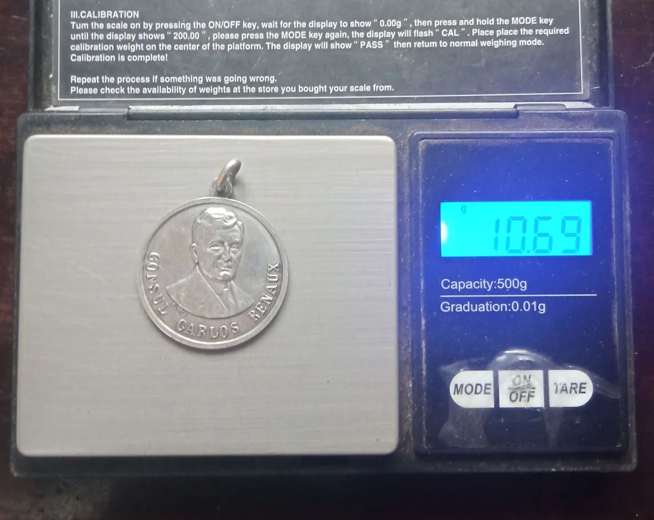 Medalha de prata Empresa Carlos Renaux / com pingente  - Foto 2