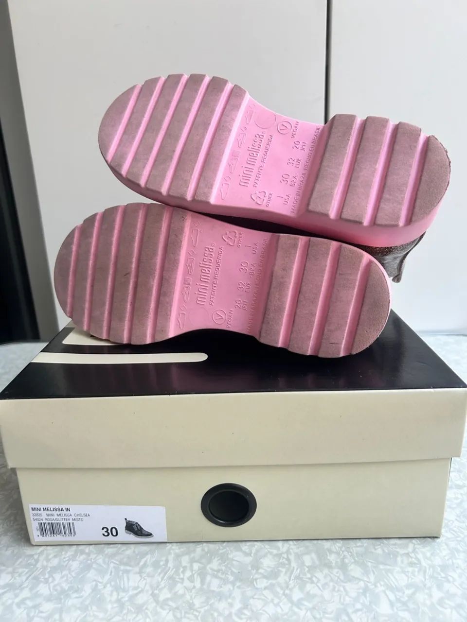 Mini melissa chelsea boot rosa gliter tamanho 30 - Foto 6