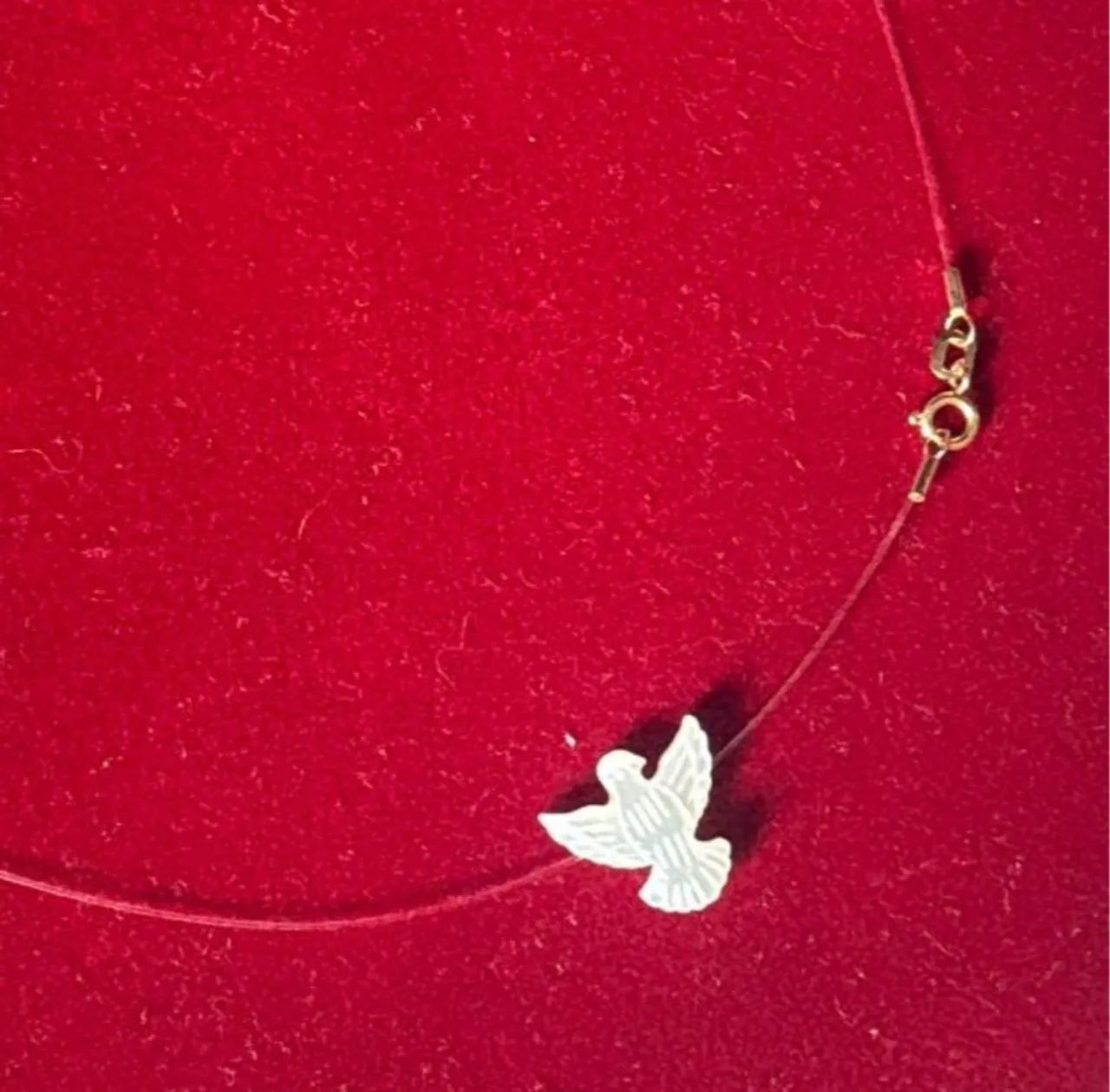 Pingente Espírito Santo no fio de nylon com ouro18k - Foto 5