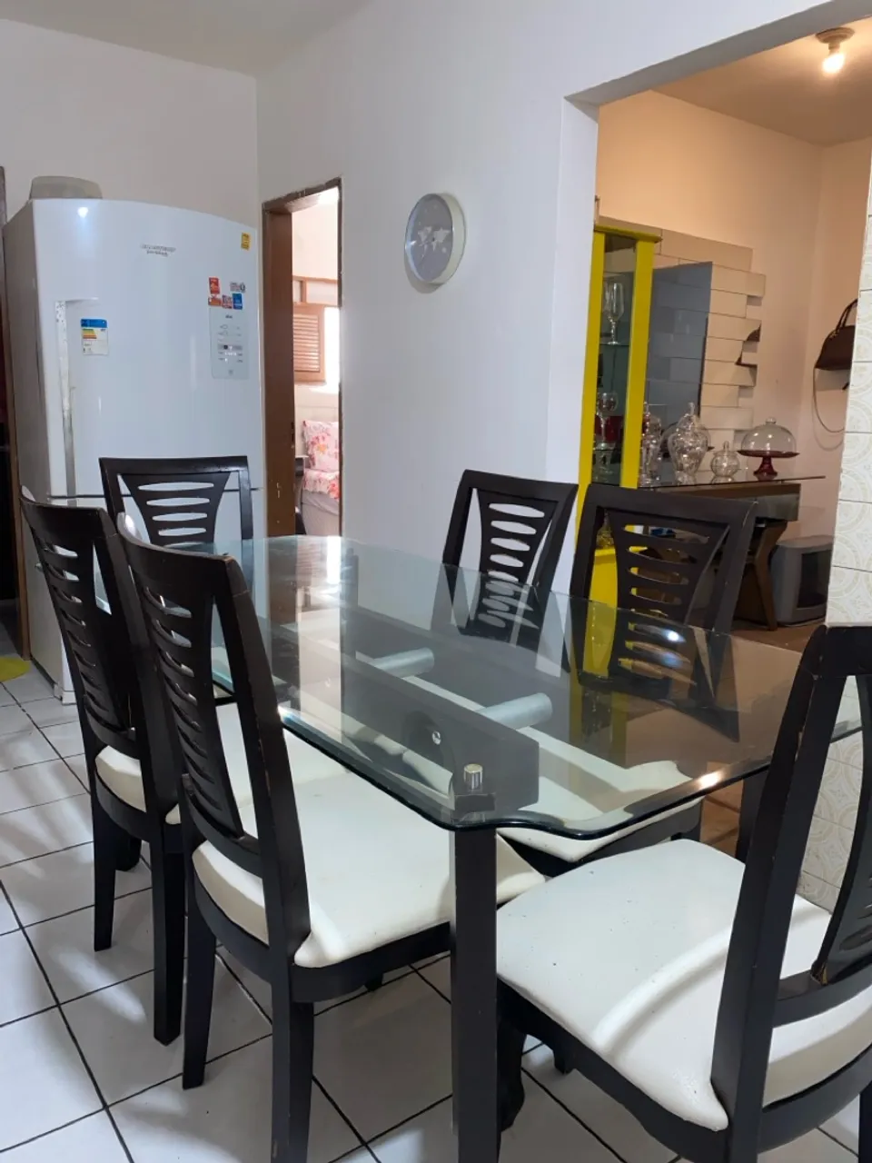 Mesa de Jantar em Vidro com 6 Cadeiras
