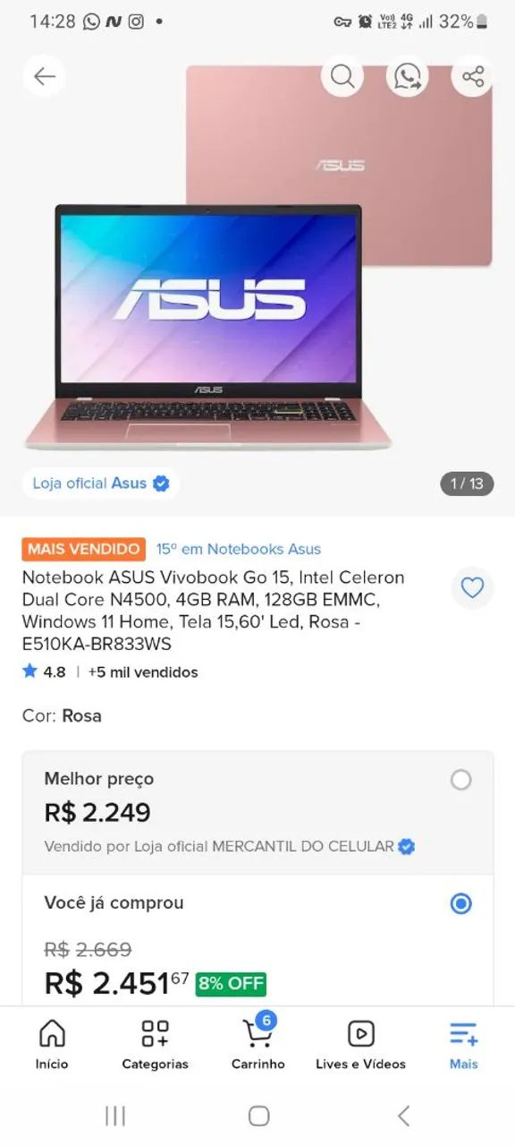 Notbook asus