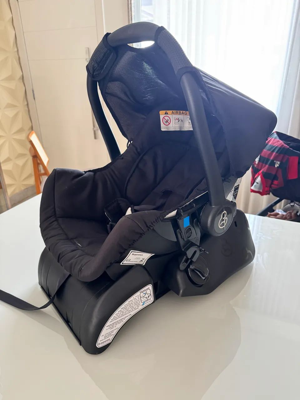Conjunto Bebê Conforto Grid Black com Base Fixação Galzerano - Foto 4