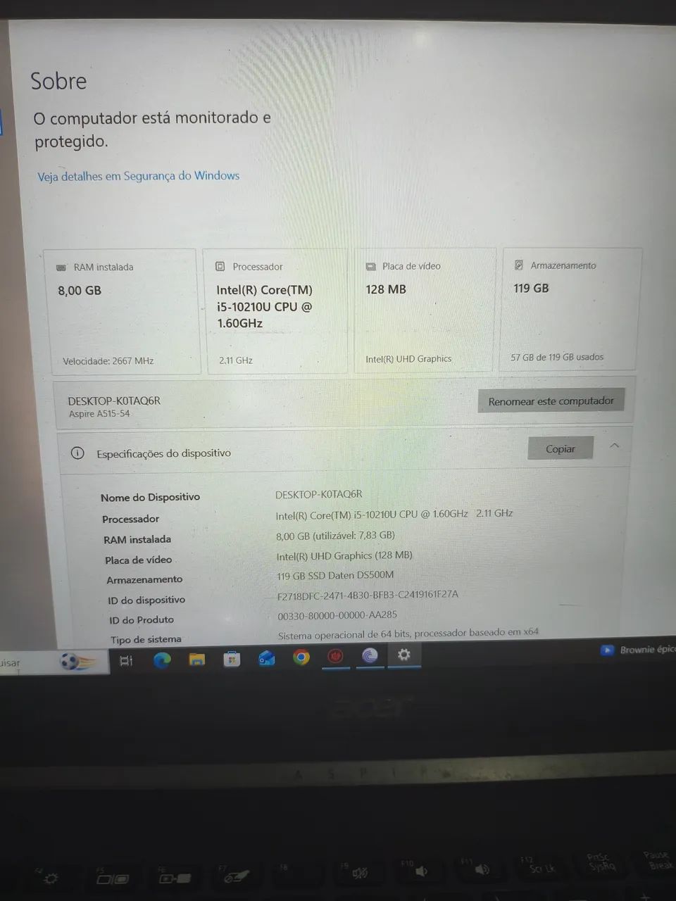 NOTBOOK ACER CORE i5 10 GERAÇÃO  - Foto 3
