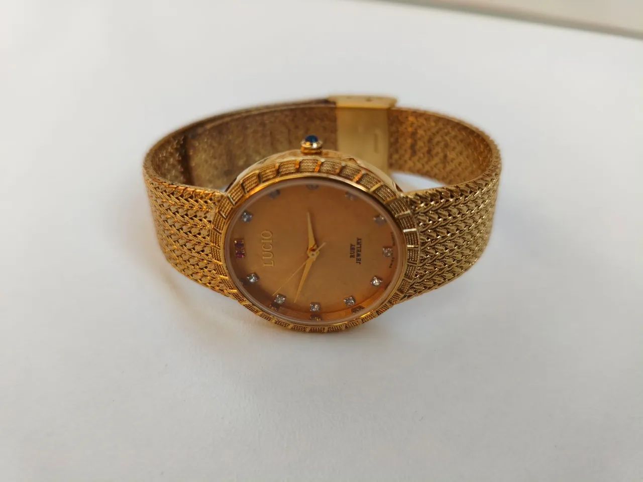 Relógio Lúcio G 102 Suiço dourado diamante e ruby  - Foto 3