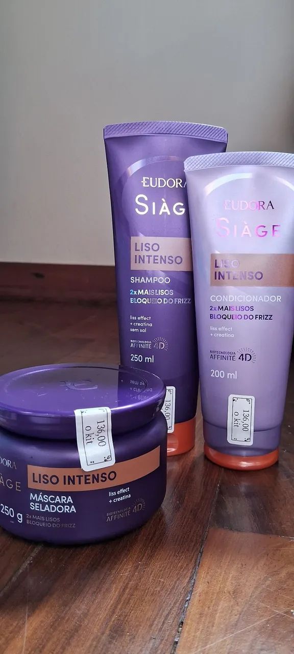 Linha liso intenso eudora (Shampoo, máscara e condicionador)