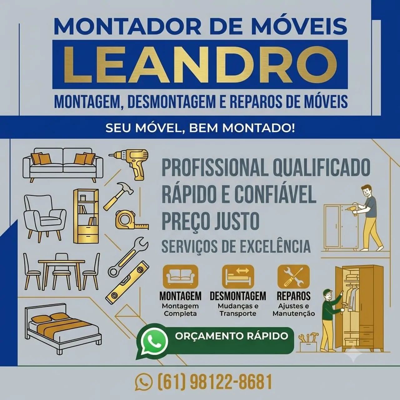 Leandro Montador de móveis atendemos Brasília e região 