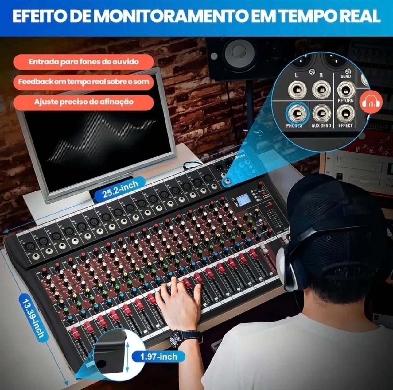 Mesa de Som Profissional 16 Canais - Foto 4