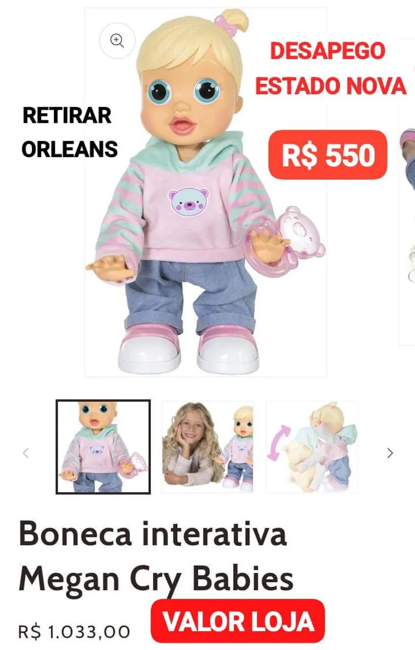 Boneca Interativa Megan Cry Babies