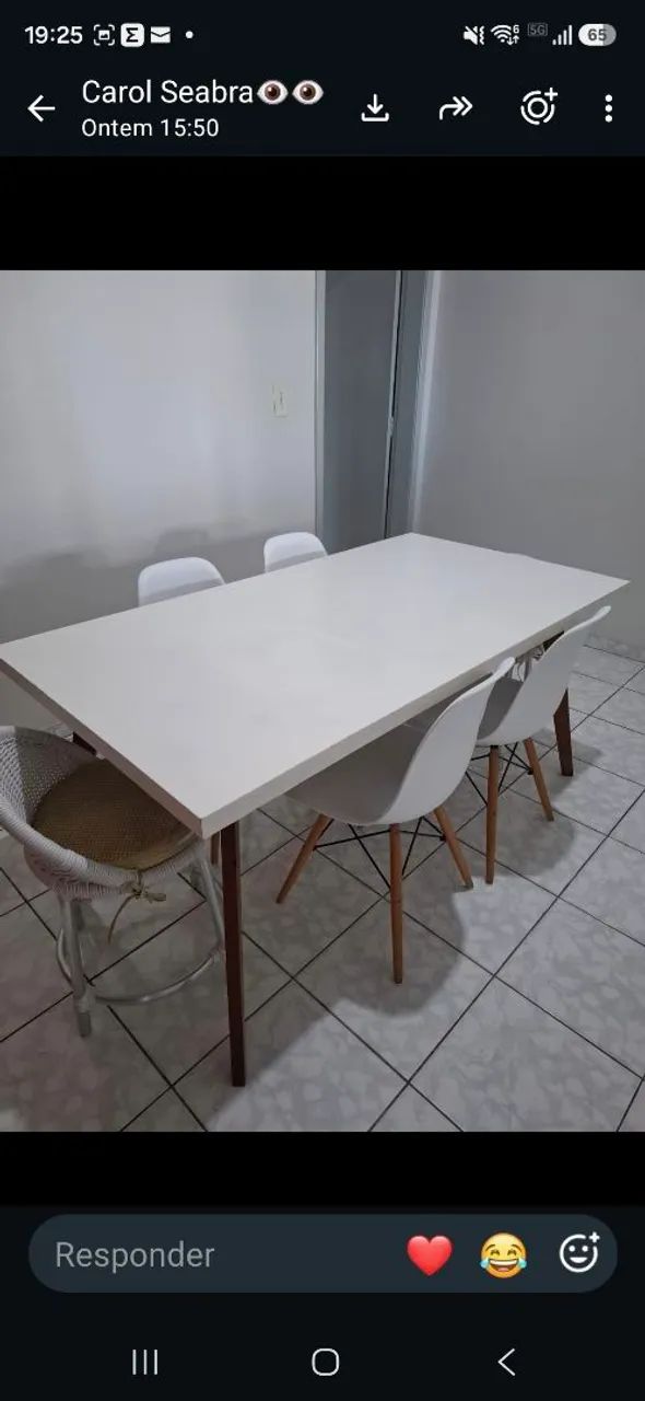 Mesa de jantar 6 lugares usada (1,60m x 0,85m) - Foto 2