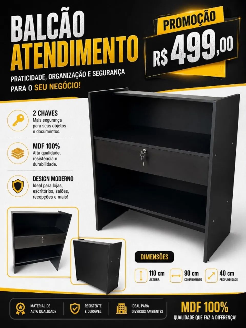 BALCÃO CAIXA MDF NOVO  - Foto 2