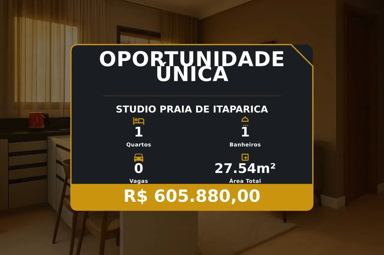 Studio em Praia de Itaparica | Compacto e funcional, alta liquidez