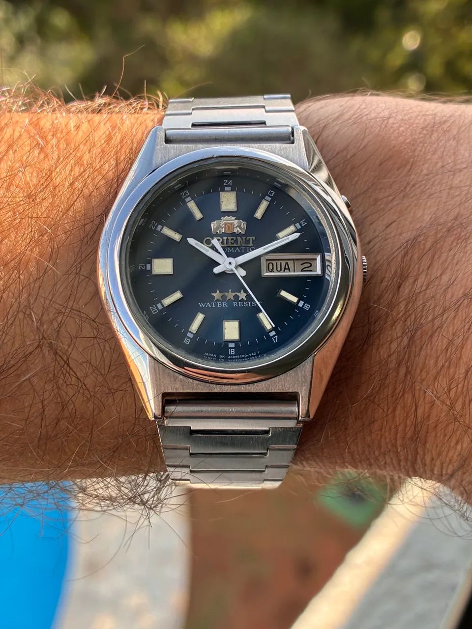 Relógio vintage orient 3 estrelas azul - Foto 2
