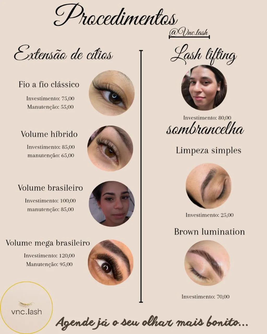 Extensão de cílios, lash lifting e muito mais 