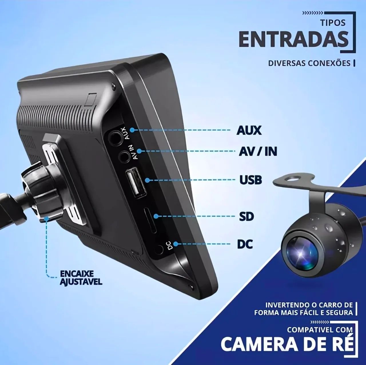 Tela Multimídia Automotiva 7 Polegadas com Android Auto e Apple Car Play sem Fio + Câmera  - Foto 3