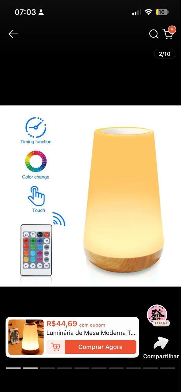 Luz LED de Cabeceira com Timer Ajustável - Foto 2