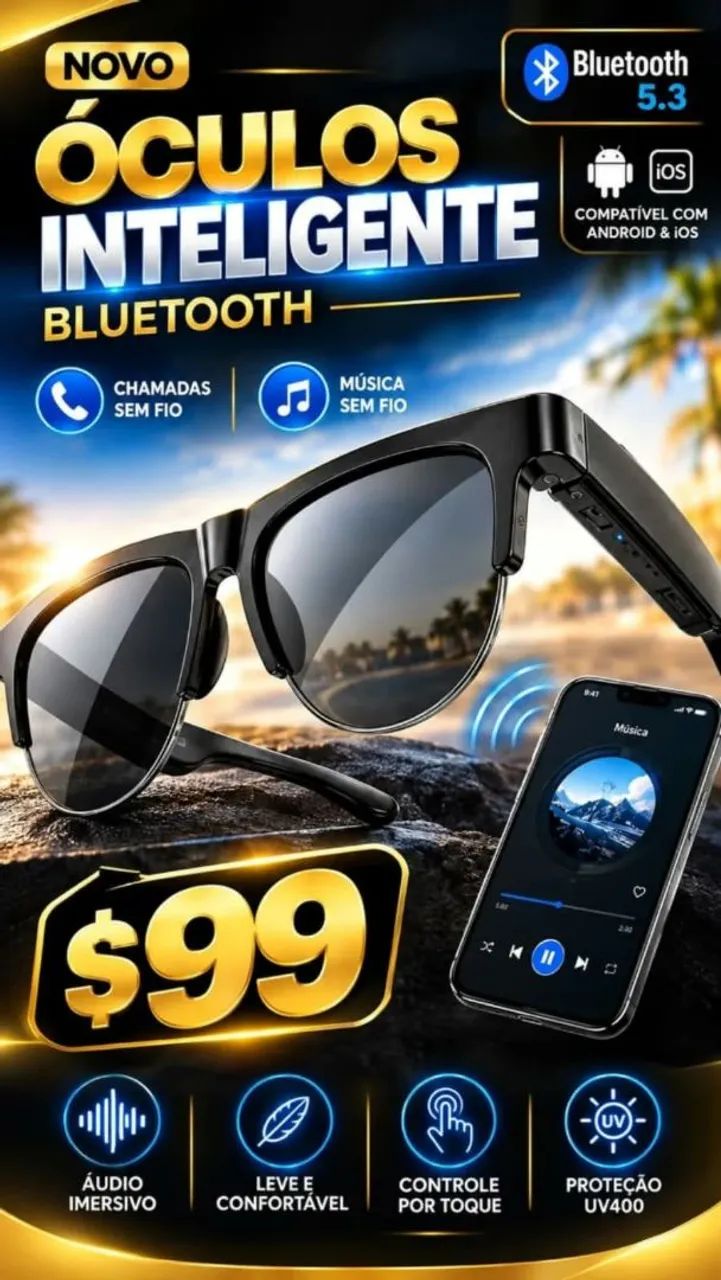 Óculos inteligente bluetooth 