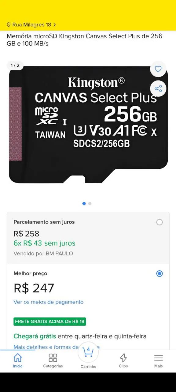 Cartão de memória micro sd 256 aberto - Foto 2