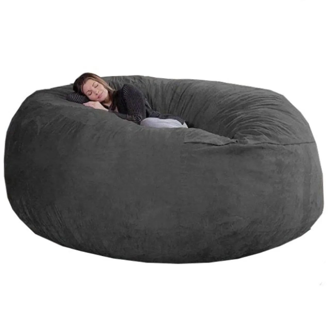 Puff Gigante 200x80 Em Suede Cinza Sem Enchimento - Foto 2