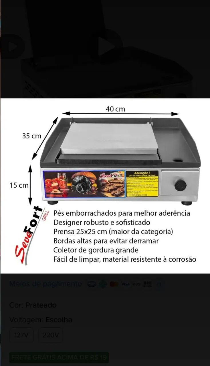 Chapa elétrica de lanches  - Foto 2