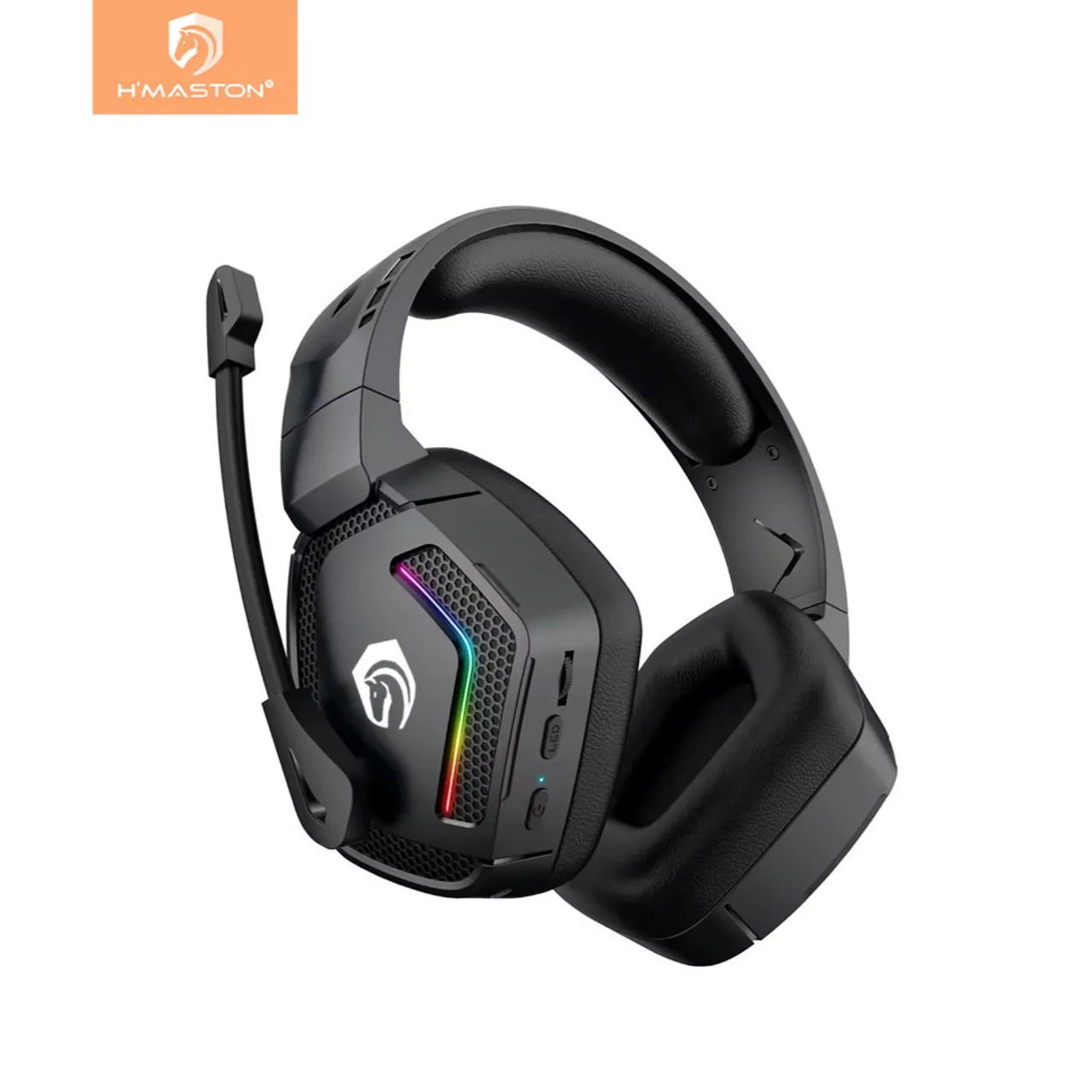 Fone Headset gamer sem fio Bluetooth LED RGB Com Microfone Original H'maston SNS12 - Foto 4