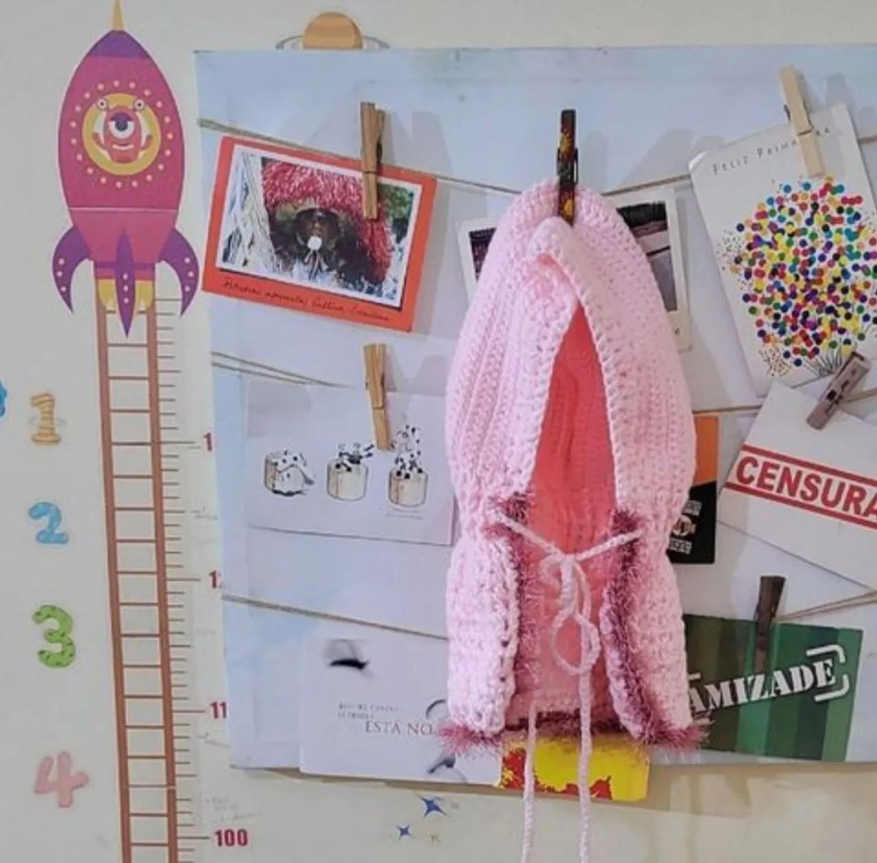 Touca gorro infantil rosa