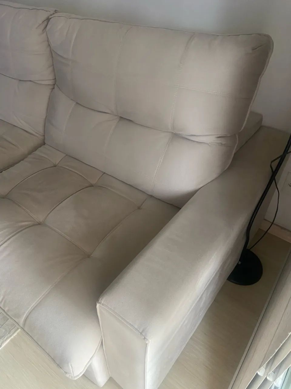 Sofá retrátil e reclinável 3 lugares de suede  - Foto 4