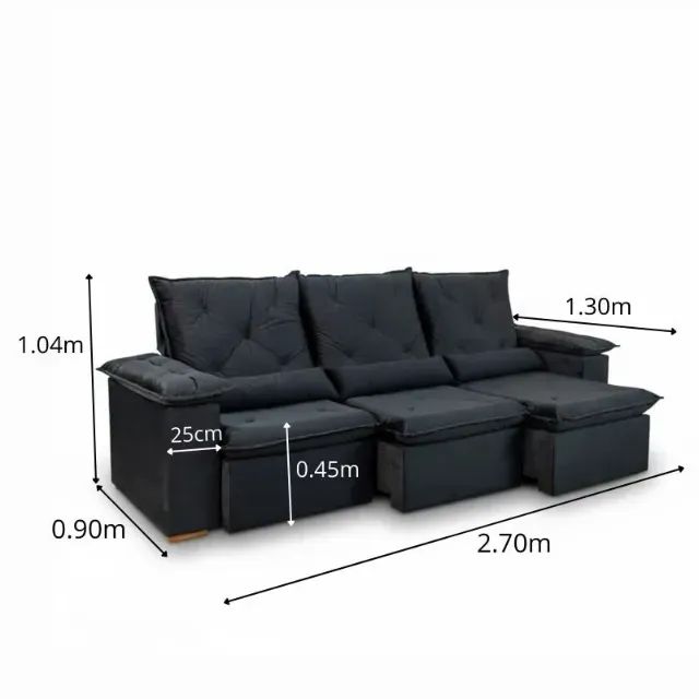 !!! ENTREGA GRATIS !!! Sofá Retrátil Reclinável City 2.70m Veludo - Foto 2