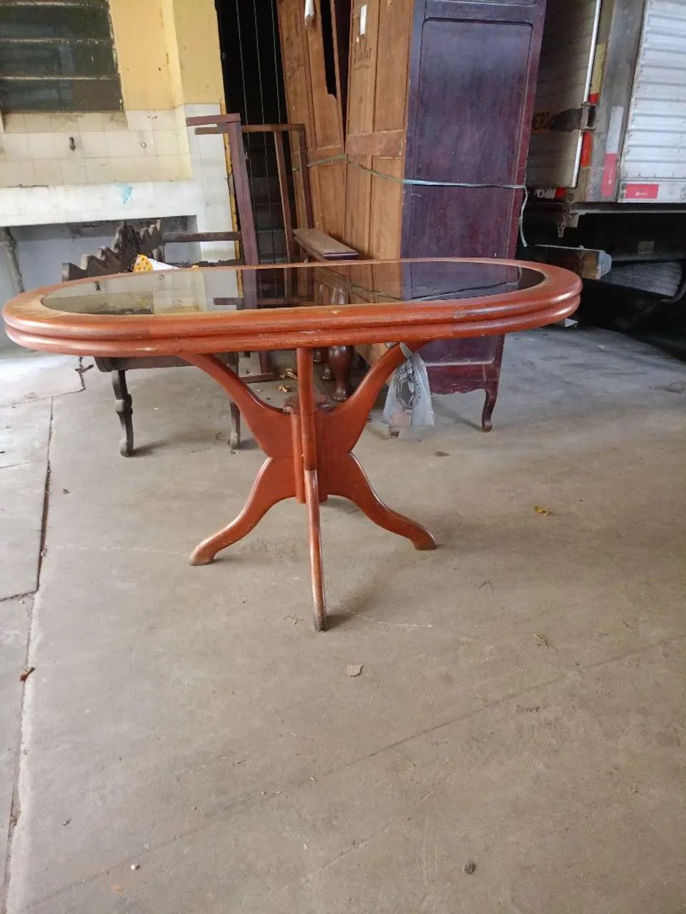 Mesa madeira com vidro  - Foto 3