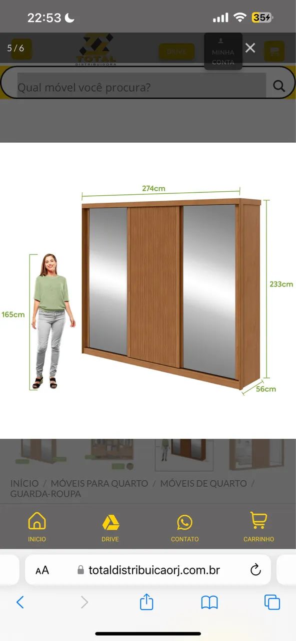 Guarda-Roupa Majestic 1,80 m com Espelho e 3 Portas - Foto 5