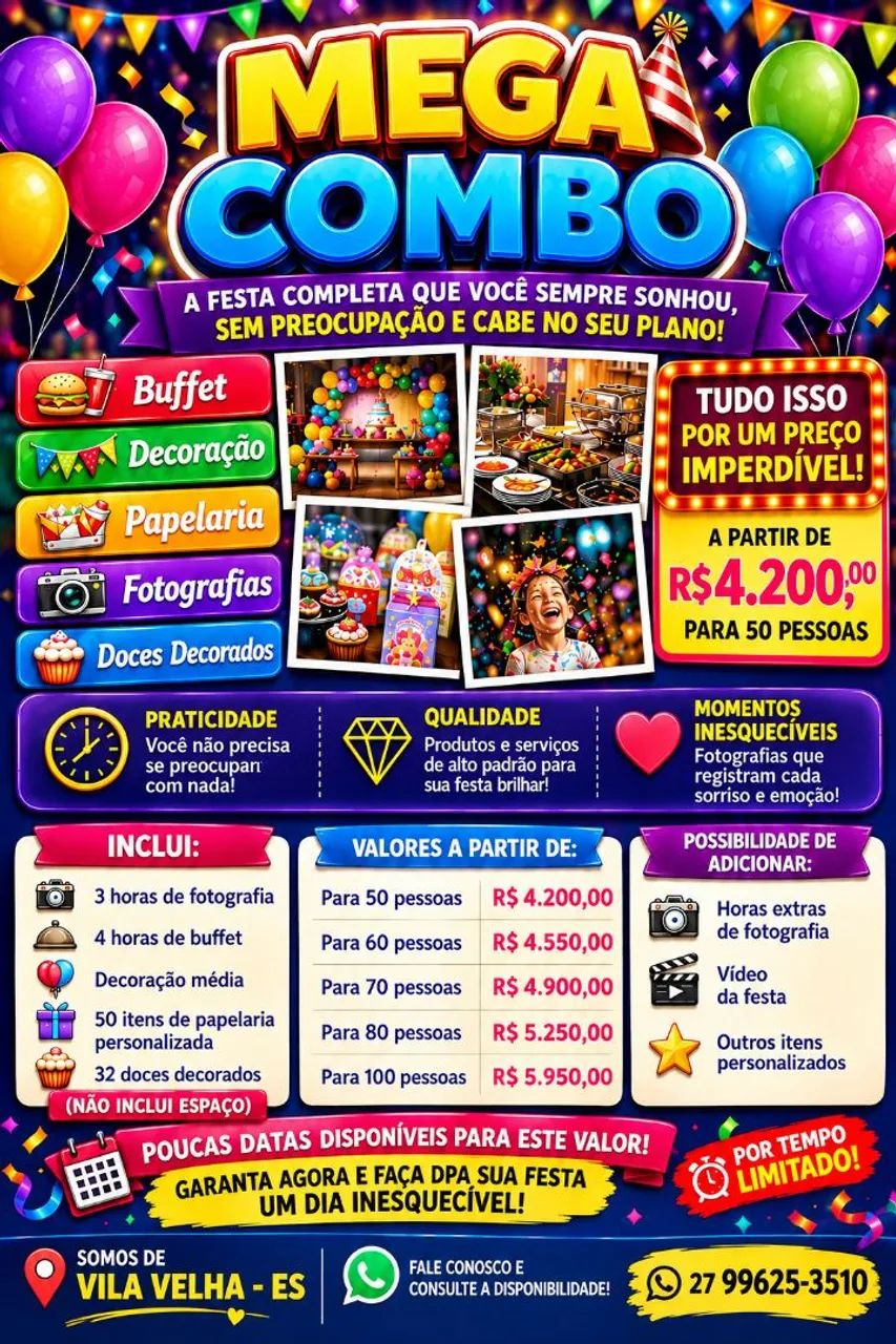 Pacote completo para festa 