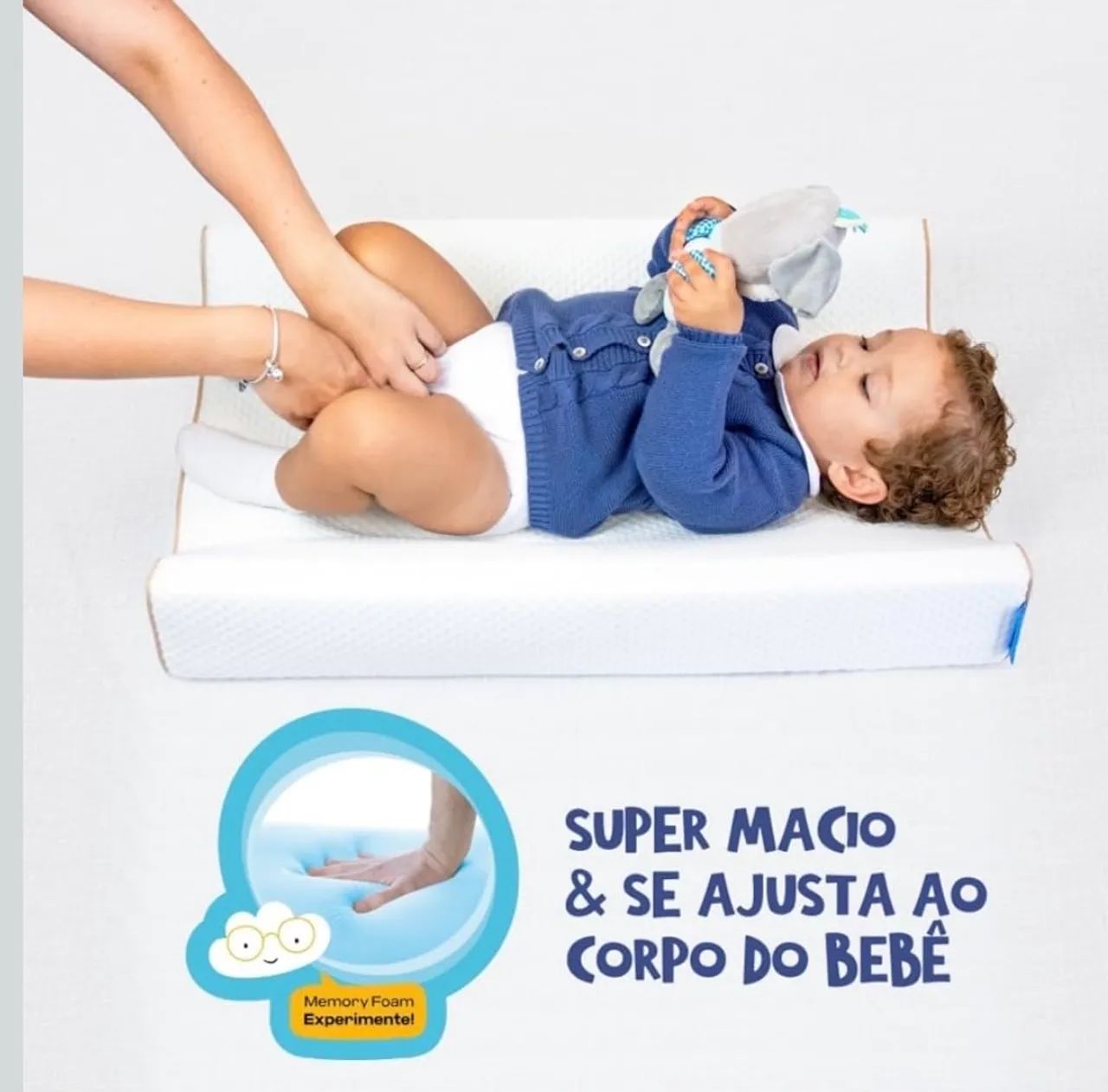 Clingo Trocador em Memory Foam e Fibra de Bambu, Branco  - Foto 4