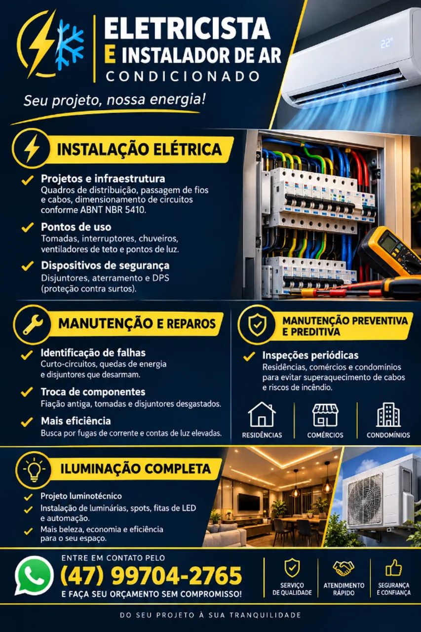 Eletricista e instalador de ar condicionado