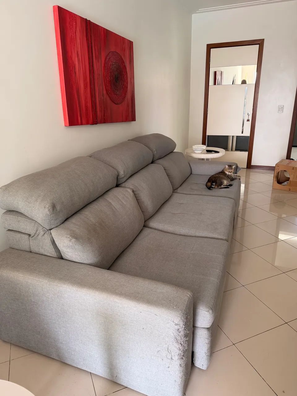 Sofá reclinável em linho luxuoso usado - Foto 2