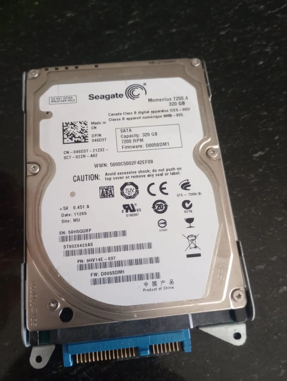 HD para notebook Seagate 320 GB