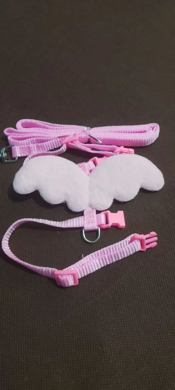 Coleira Peitoral Anjo para Gato e cães raças pequenas e minis Colorido Ajustável com Guia - Foto 6