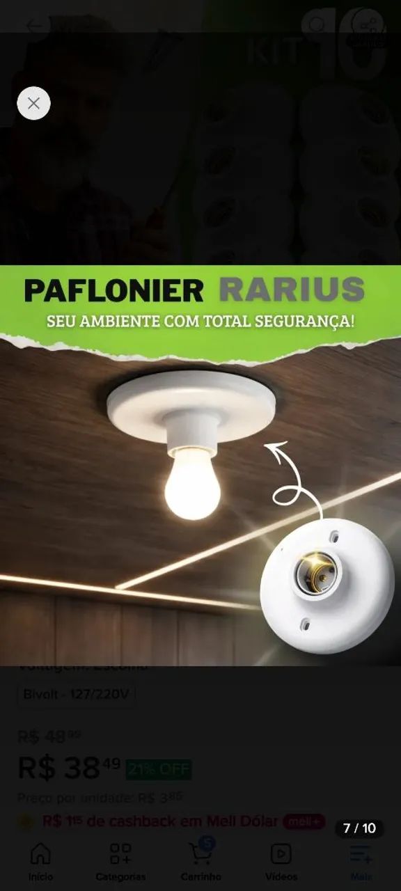 Paflonier plástico para lâmpada de teto. Retire em mãos ou por app de entrega - Foto 3