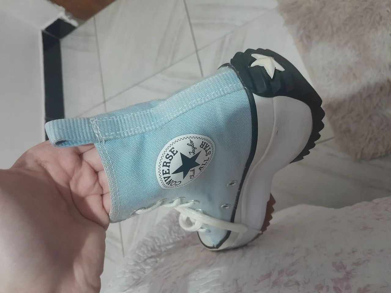 Tênis all Star original jeans plataforma cano longo, emborrachado em baixo, confortável - Foto 5