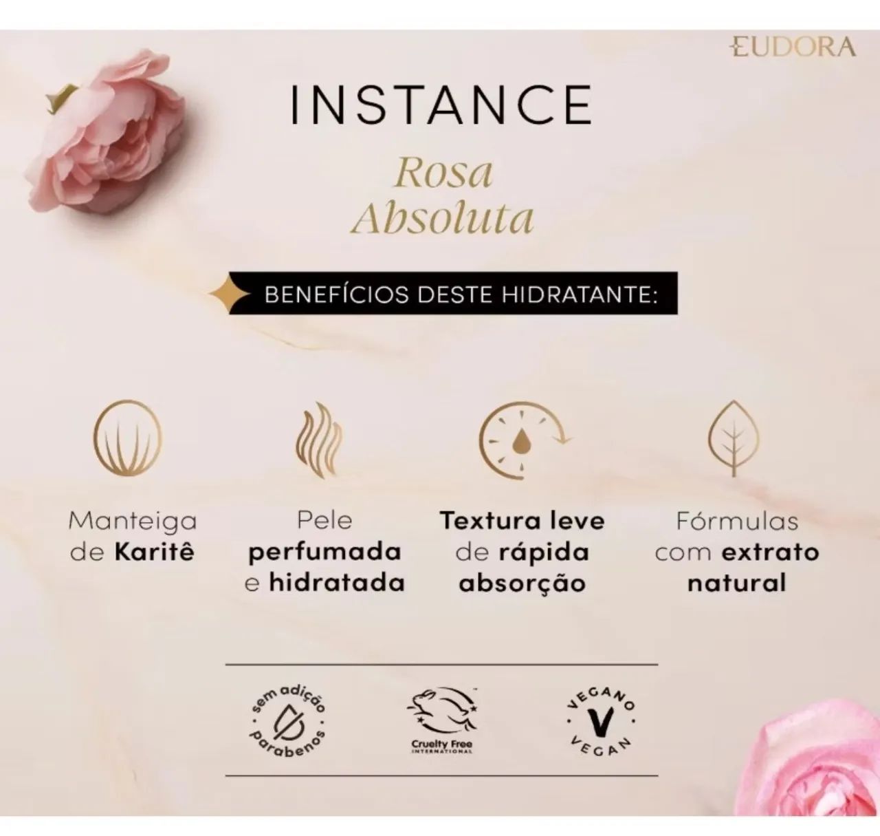 Creme Hidratante Desodorante Corporal Instance Rosa Absoluta 400Ml - Foto 2