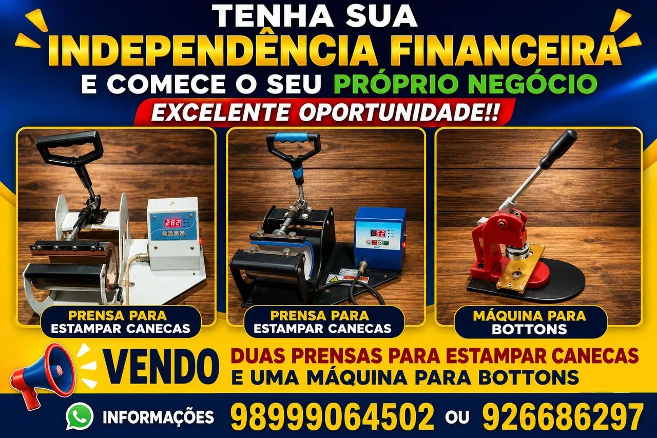 Prensa para caneca e botons 